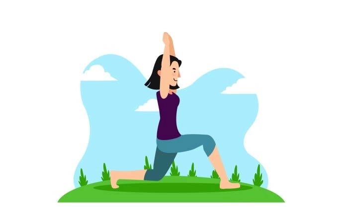 Vector Illustration Of Girl Performing Yoga Suryanamaskar Happy International Yoga Day image