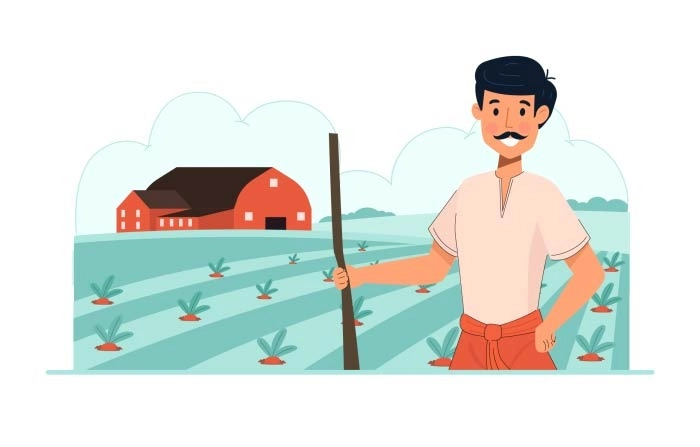 Farmer Protects Carrots Field From Animal Illustration Premium Vector
