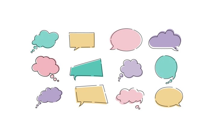 2D Flat Character Illustration Of Speech Bubbles Set image