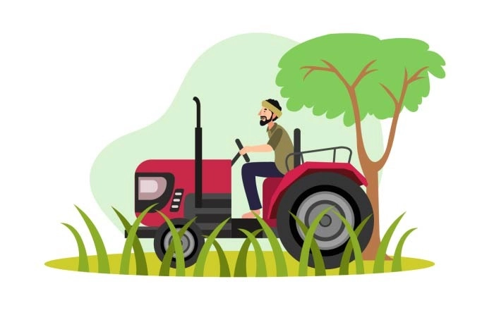 Agri Motor Works Farm Composition Premium Vector Illustration