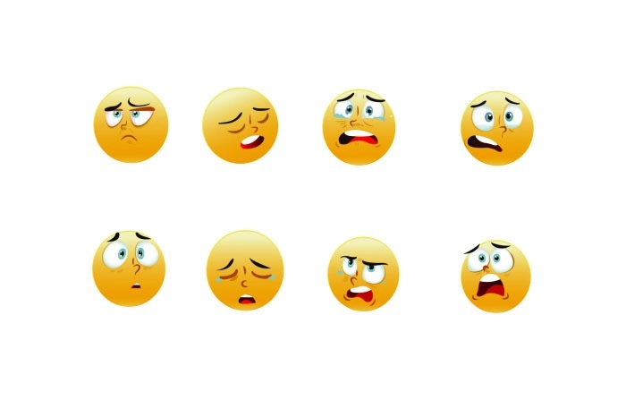 2D Flat Character Emoji Cartoon Face Emotions