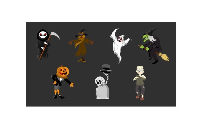 Premium Vector Halloween Cartoon Characters Illustration