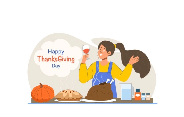 Flat Character Thanks Giving Illustration image