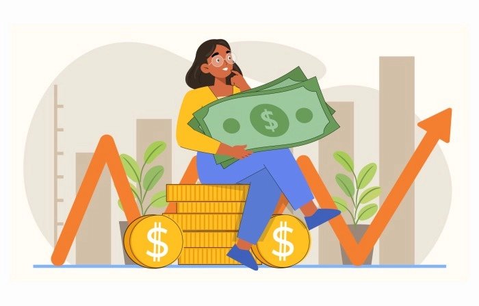 2D Flat Character Illustration Of Economy Recovery image