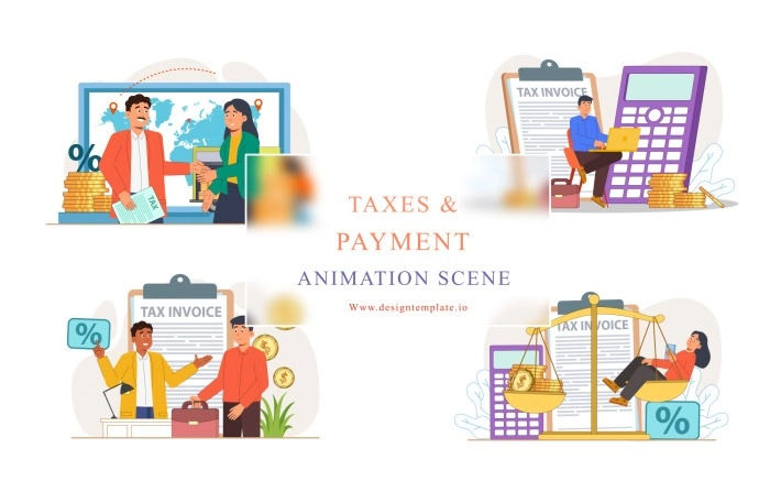 Taxes And Payment Animation Scene After Effects Template
