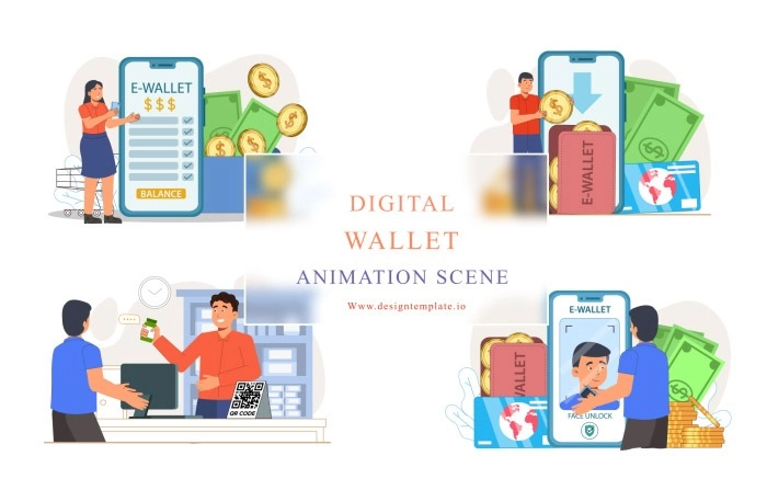 Digital Wallet Animation Scene After Effects Template