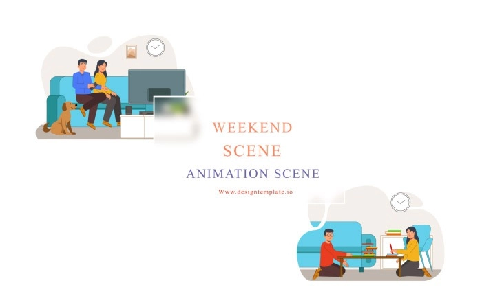 Weekend Animation Scene After Effects Template