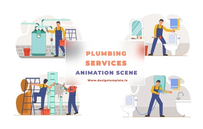Plumbing Services Animation Scene After Effects Template