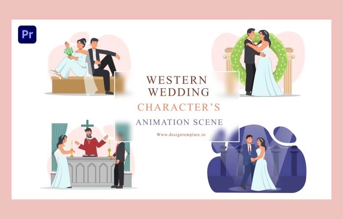 Western Wedding Animation Scene Premiere Pro Template