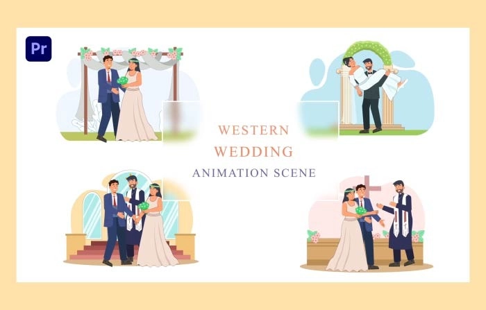 Western Wedding Animation Scene Premiere Pro Templates