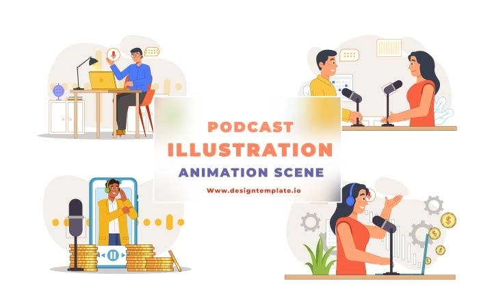 Podcast Animation Scene After Effects Template