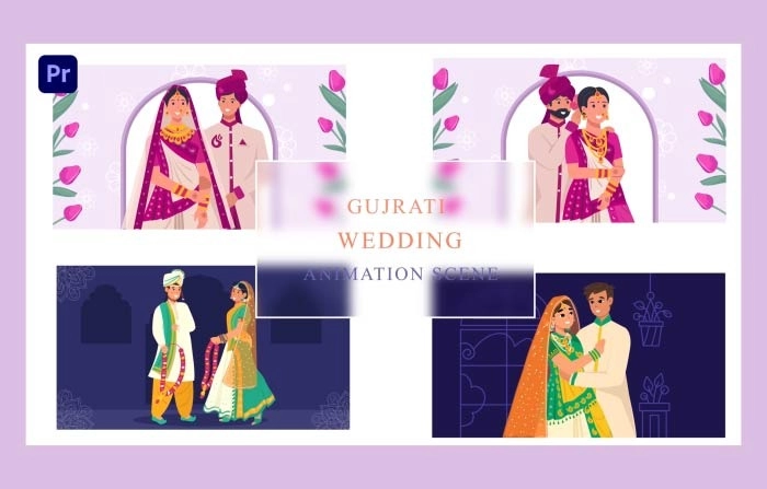 Gujrati Wedding Animation Scene Premiere Pro Template