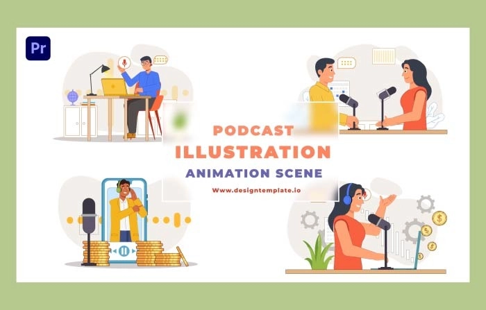 Podcast Animation Scene Premiere Pro Template