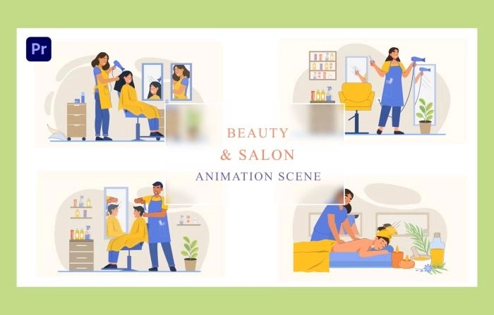 Beauty Salon Animation Scene Premiere Pro Template