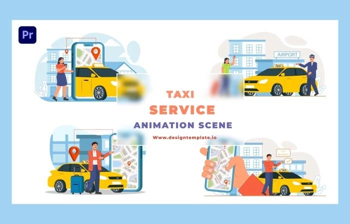Taxi Service Animation Scene Premiere Pro Template