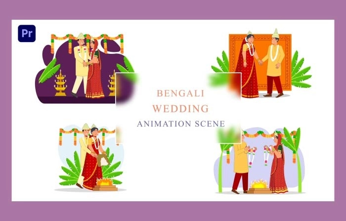 Bengali Wedding Animation Scene Premiere Pro Template