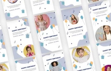 Birthday Party Invitation Instagram Stories After Effects Templates