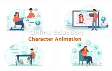 Online Education Character Animation Scene AE Template