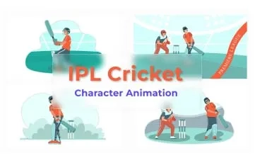 IPL Cricket Character Animation Scene After Effects Template