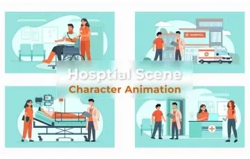 Hospital Scene Character Animation Scene After Effects Template