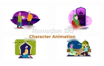Ramadan Eid Character Animation Scene After Effects Template