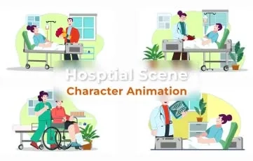 Hospital Character Animation Scene 2 After Effects Template