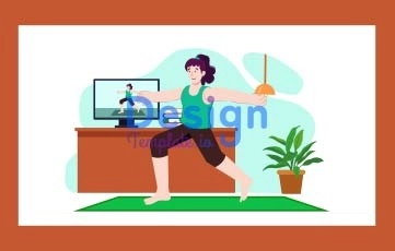 Yoga Training Cartoon Animation Scene