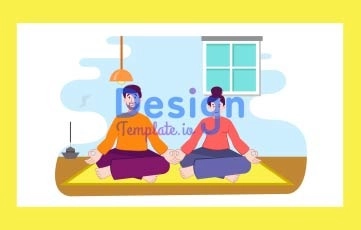 Yoga Training Cartoon Character Animation Scene