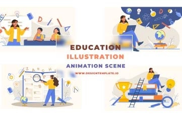 Education Animation Scene After Effects Template