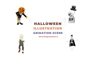 Halloween Flat Character Animation Scene After Effects Template