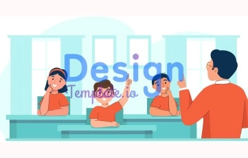 Students Raise Hand In Classroom Cartoon Animation Scene