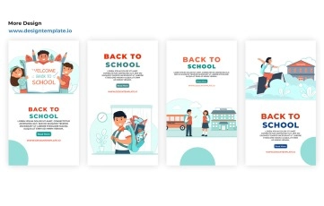 Flat Character Animated Back to School Instagram Story Premiere Pro Templates