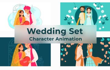 Wedding Invitation Character Animation Scene After Effects Template