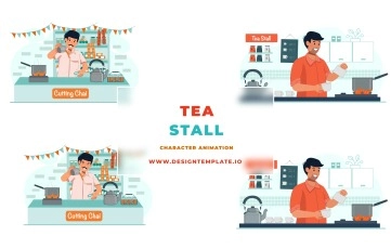 Tea Stall Character Animation After Effects Template 01