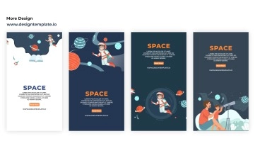 Flat Character Space Animation Instagram Story After Effects Templates