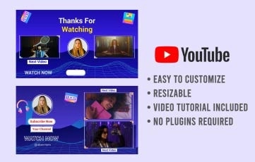 80s Gradient YouTube End Screen After Effects Template