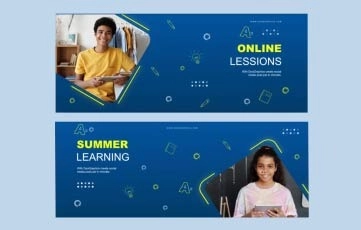 Colorful Online Education Facebook Cover After Effects Template
