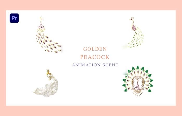 Wedding Golden Peacock Elements Animation Premiere Pro Template