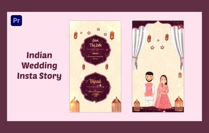 Video Wedding Invitation Card Instagram Story Premiere Pro Template