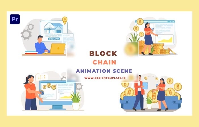 Block Chain Animation Scene Premiere Pro Template