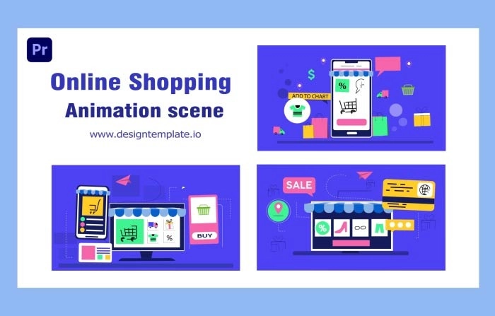 Online Shopping Animation Scene Premiere Pro Template