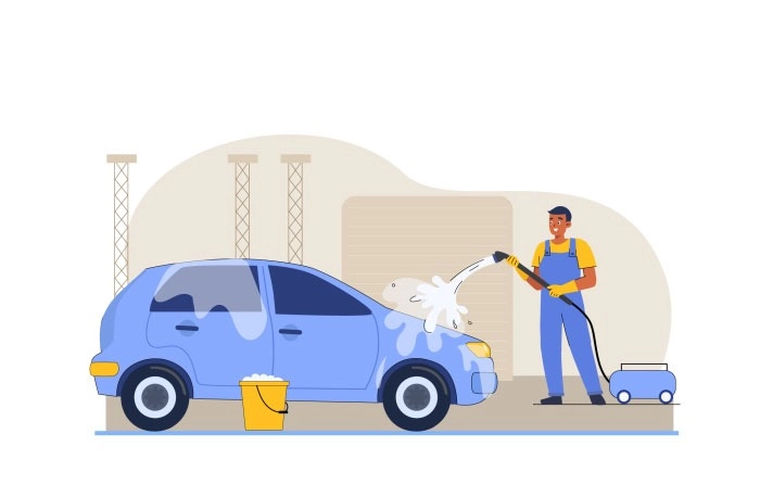 Car Washing Illustration For Auto Detailing Businesses
