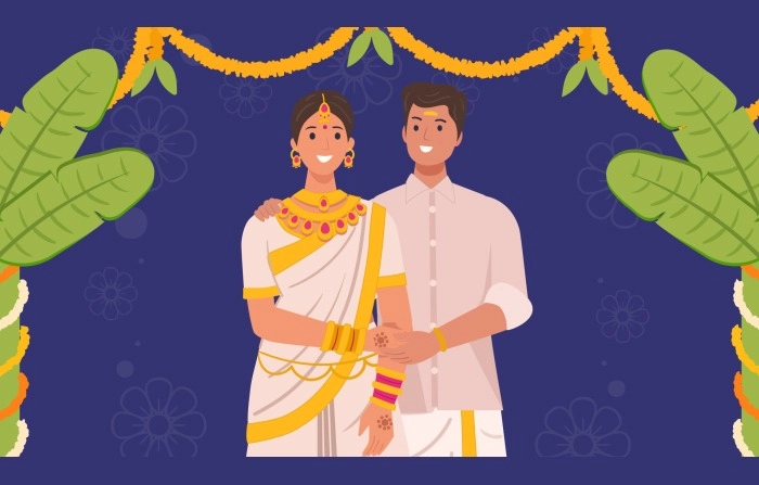 Best Cartoon Character South Indian Wedding Illustration