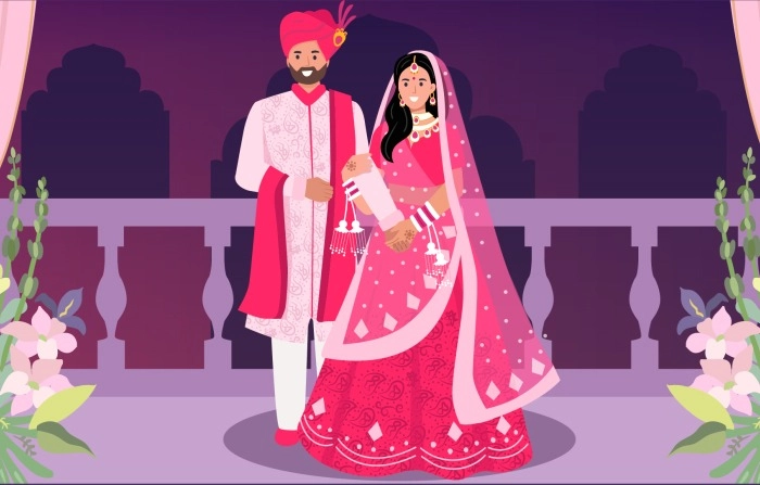 Best Premium Vector Punjabi Wedding Illustration