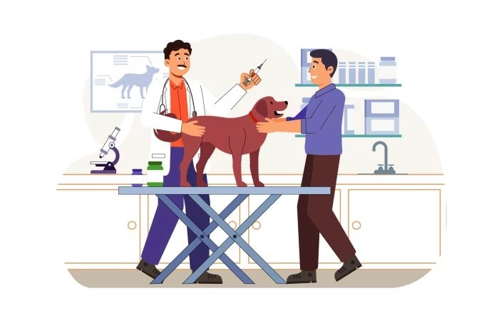 Best Cartoon Character Pet Care Clinic Illustration image