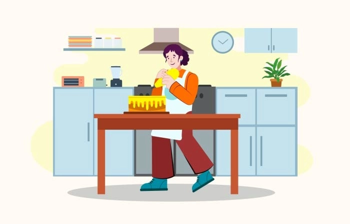 Cooking Women Character Illustration Vector
