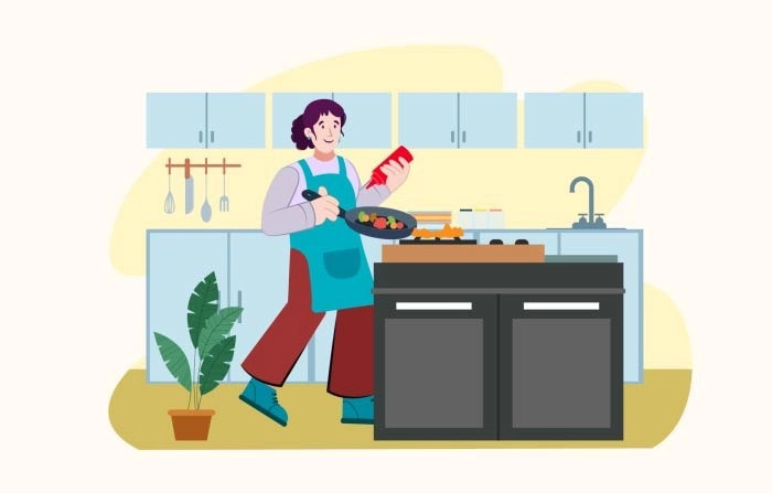 Cooking Women Illustration Vector