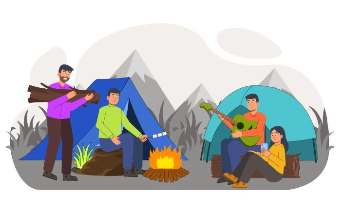 Best Premium Vector Camping Illustration