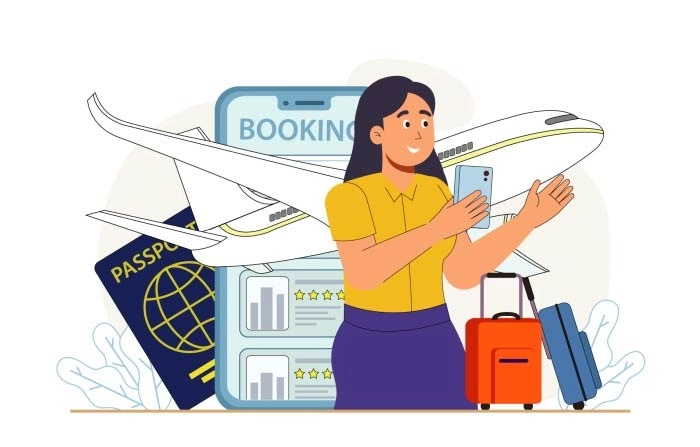 Flat Character Illustration For Travel Booking image