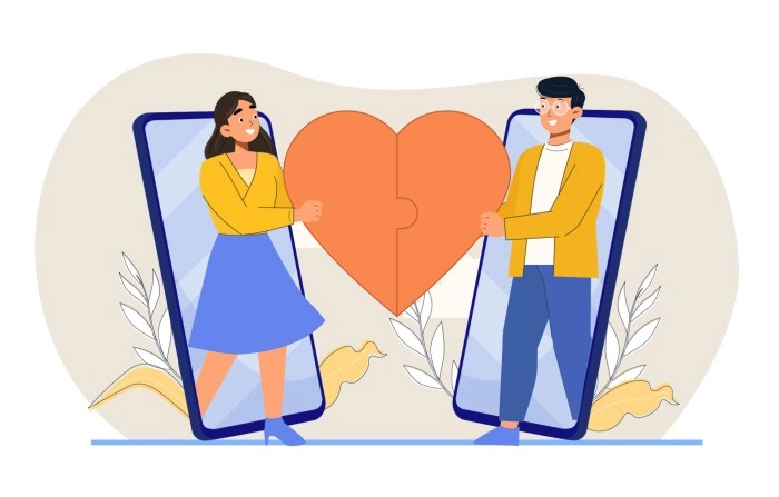 Online Dating Character Illustration image